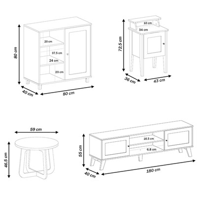 Sala de Estar Completa para TV Até 75 Polegadas Charlotte 4 Portas Cinamomo/Off White - Pnr Móveis