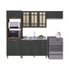Cozinha Completa Firenze 12 Portas 2 Gavetas com Vidro 6171.132 Chumbo - Indekes
