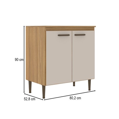 Balcão de Cozinha 80 Cm 2 Portas 1 Prateleira Co6202 Ipê/Cristalo - Decibal
