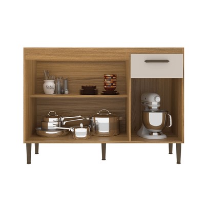 Balcão de Cozinha para Pia 120 Cm 3 Portas 1 Gaveta Ipê/Cristalo - Decibal