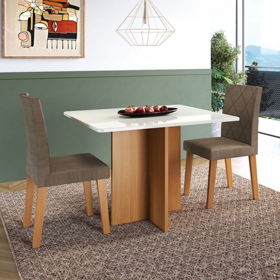 Mesa de Jantar 2 Lugares Florida 10083.6 Tecido Cacau - Indekes