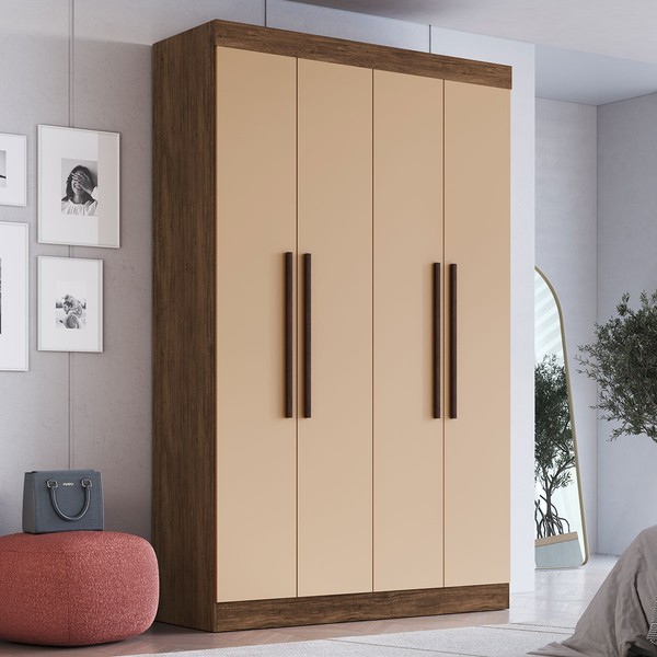 Guarda-Roupa Solteiro Orlando 4 Portas 2 Gavetas Nude - Doripel