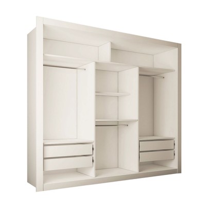 Guarda-Roupa Casal Maria Helena 3 Portas de Correr 4 Gavetas Espelhado Branco - Panorama Móveis