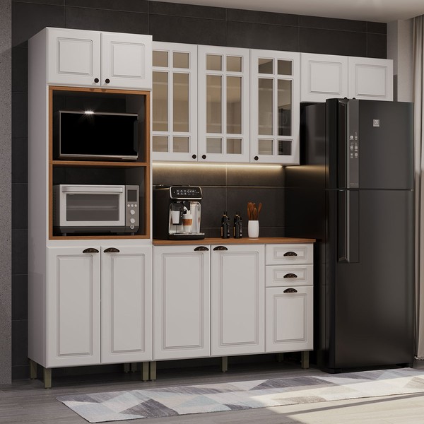 Cozinha Completa Firenze 12 Portas 2 Gavetas com Vidro 6171.103 Branco - Indékes