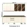 Cozinha Compacta Reflecta 12 Portas 2 Gavetas com Vidro 100% Mdf Duna/Off White - Henn