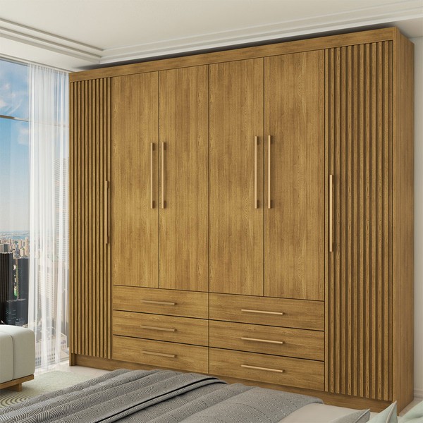 Guarda-Roupa Casal Ele e Ela 6 Portas 6 Gavetas Nature/Brisa - Panorama Móveis