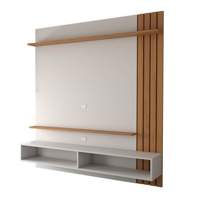 Painel para TV Até 65 Polegadas Christiania 2 Portas 2 Prateleiras Off White Matte/Freijó - Panorama Móveis