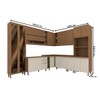 Cozinha Completa Requinte 19 Portas 2 Gavetas Ripado com Vidro Nature/Areia/Nature - Henn