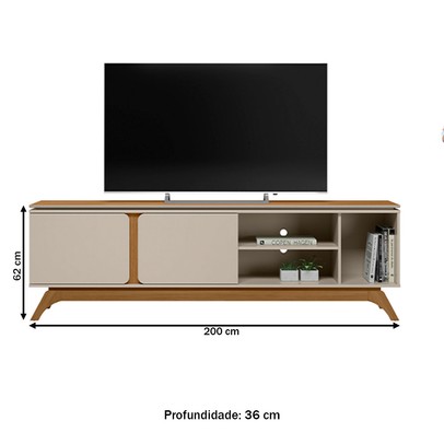 Rack para TV Até 70 Polegadas Istambul 2 Portas Nature/Off White - Linea Brasil