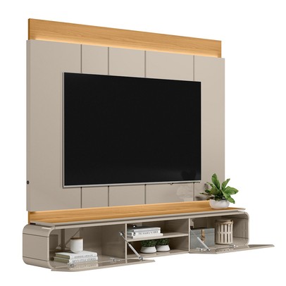 Painel para TV Até 75 Polegadas Zurique 2 Portas Tauari/Off White Brilho - Linea Brasil
