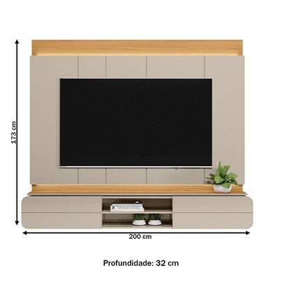 Painel para TV Até 75 Polegadas Zurique 2 Portas Tauari/Off White Brilho - Linea Brasil
