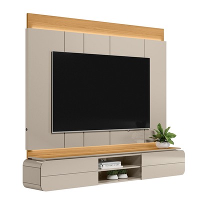 Painel para TV Até 75 Polegadas Zurique 2 Portas Tauari/Off White Brilho - Linea Brasil
