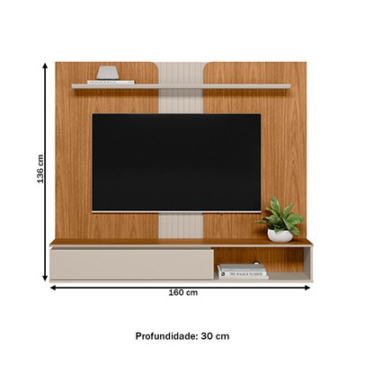 Painel para TV Até 65 Polegadas Friburgo 1 Porta Nature/Off White - Linea Brasil