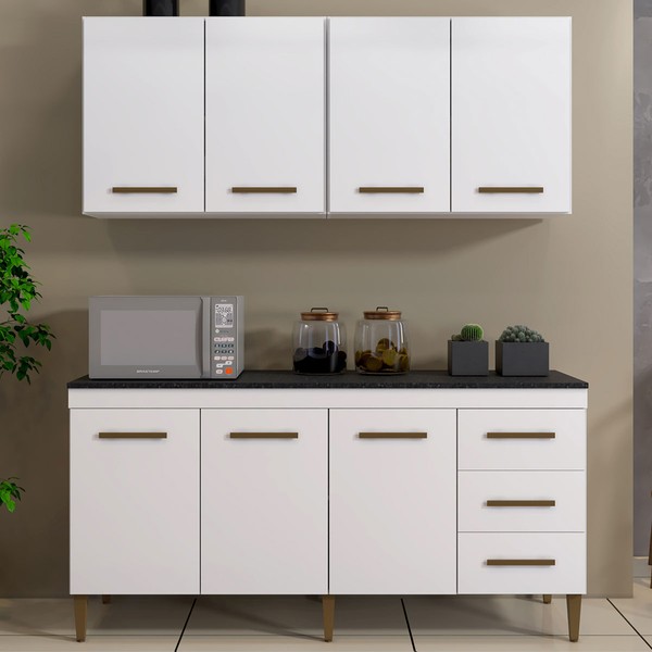 Cozinha Completa Atenas 7 Portas 3 Gavetas Branco - Kaiki Móveis