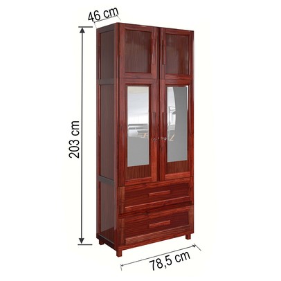 Guarda-Roupa Casal Piauí 4 Portas 2 Gavetas 1 Prateleira com Espelho Clean Madeira Maciça Mel - Rodmóveis