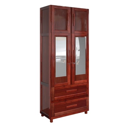 Guarda-Roupa Casal Piauí 4 Portas 2 Gavetas 1 Prateleira com Espelho Clean Madeira Maciça Mel - Rodmóveis