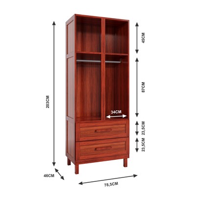 Guarda-Roupa Casal Piauí 4 Portas 2 Gavetas 1 Prateleira com Espelho Clean Madeira Maciça Mel - Rodmóveis