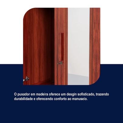Guarda-Roupa Casal Piauí 4 Portas 2 Gavetas 1 Prateleira com Espelho Clean Madeira Maciça Mel - Rodmóveis