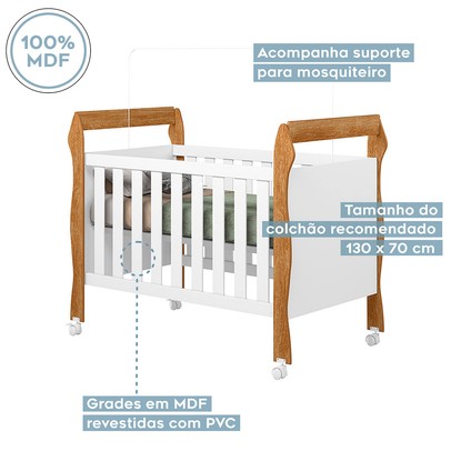 Berço Mini Cama 3 em 1 Soninho 100% Mdf Amadeirado 4850 - Tigus Baby
