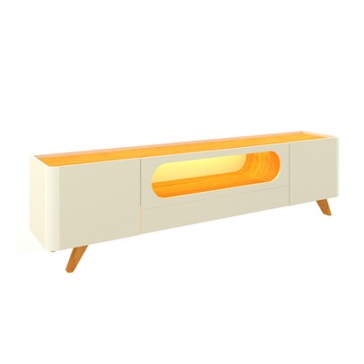 Rack para TV Até 85 Polegadas Nobre 2 Portas 1 Gaveta 100% Mdf com Led Off White/Naturale - Gelius