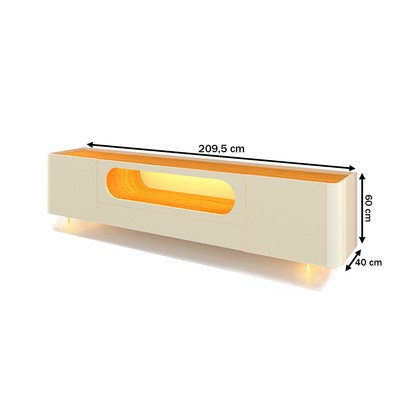 Rack para TV Até 85 Polegadas Nobre 2 Portas 1 Gaveta 100% Mdf com Led  e Pés de Vidro Off White/Naturale - Gelius