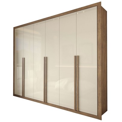 Guarda-Roupa Casal Severo 6 Portas 6 Gavetas Ipê/Off White - Panorama Móveis