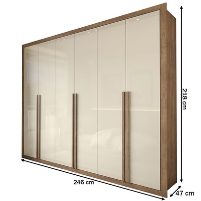 Guarda-Roupa Casal Severo 6 Portas 6 Gavetas Ipê/Off White - Panorama Móveis