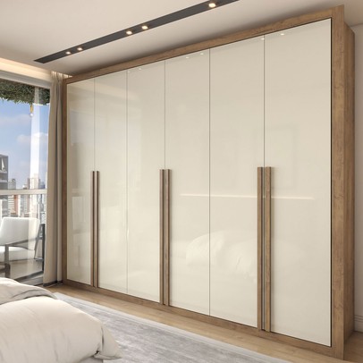 Guarda-Roupa Casal Severo 6 Portas 6 Gavetas Ipê/Off White - Panorama Móveis