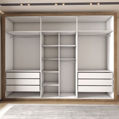 Guarda-Roupa Casal Severo 6 Portas 6 Gavetas Ipê/Off White - Panorama Móveis