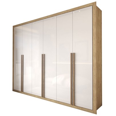 Guarda-Roupa Casal Severo 6 Portas 6 Gavetas Capuccino/Branco - Panorama Móveis