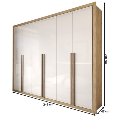 Guarda-Roupa Casal Severo 6 Portas 6 Gavetas Capuccino/Branco - Panorama Móveis