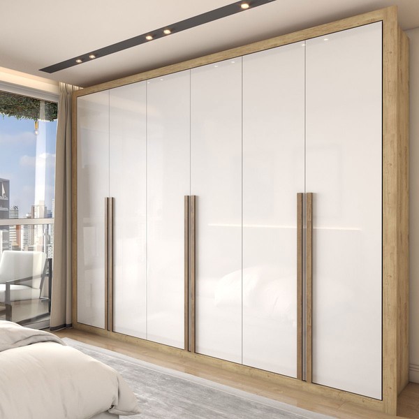 Guarda-Roupa Casal Severo 6 Portas 6 Gavetas Capuccino/Branco - Panorama Móveis