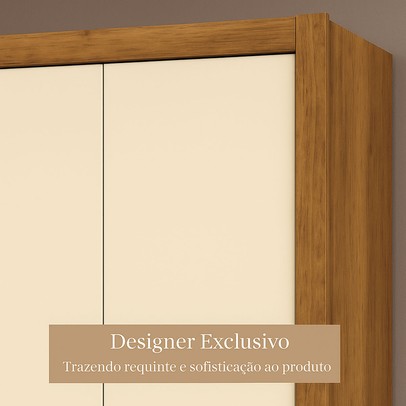Guarda-Roupa Casal Severo 6 Portas 6 Gavetas com Espelho Ipê/Off White - Panorama Móveis