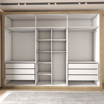 Guarda-Roupa Casal Severo 6 Portas 6 Gavetas com Espelho Capuccino/Branco - Panorama Móveis