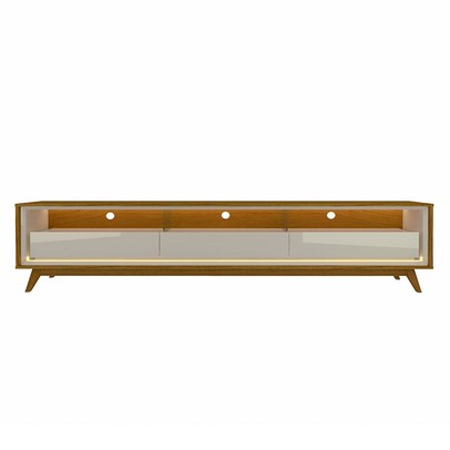 Rack para TV Até 85 Polegadas Requinte 3 Gavetas 100% Mdf com Pés e Led Naturale/Off White - Gelius