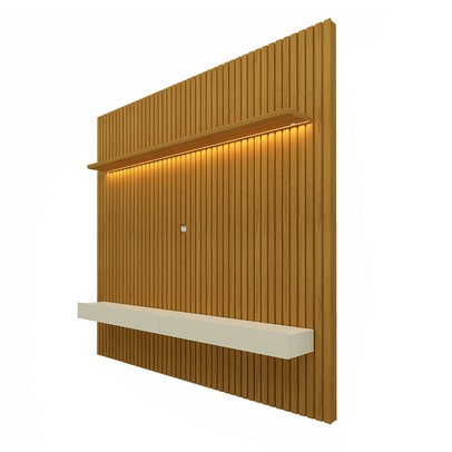 Painel para TV Até 85 Polegadas Nobre Ripado 2 Gavetas 100% Mdf com Led Naturale/Off White - Gelius