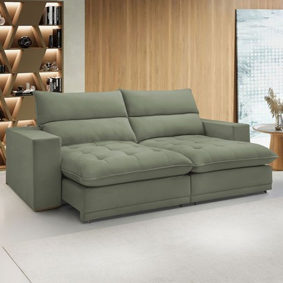 Sofá Retrátil e Reclinável Martinho 230cm Boucle Verde - Celflex
