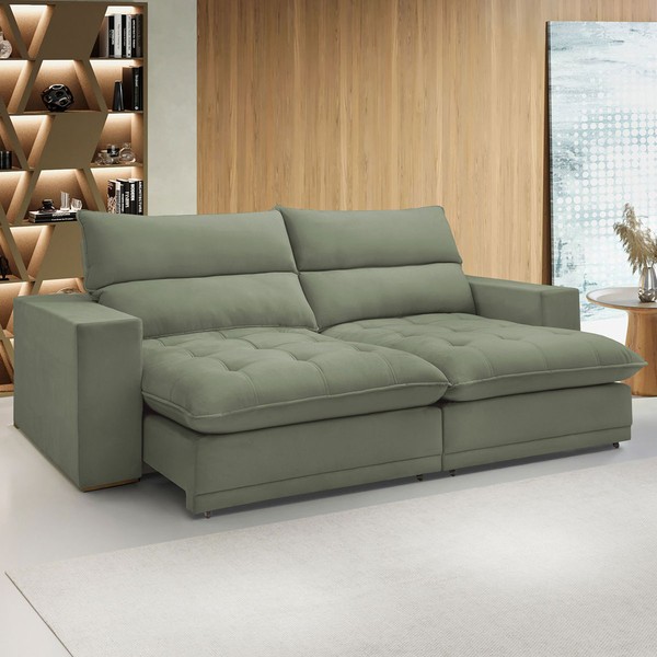 Sofá Retrátil e Reclinável Martinho 230cm Boucle Verde - Celflex