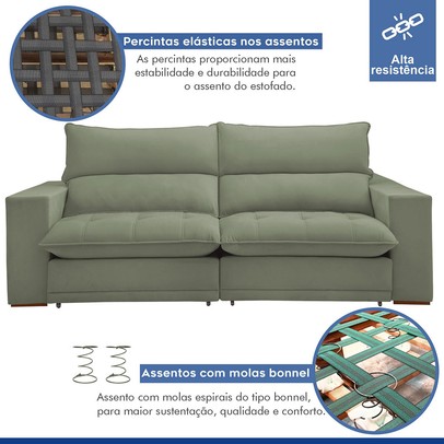 Sofá Retrátil e Reclinável Martinho 230cm Boucle Verde - Celflex