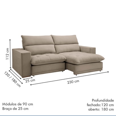 Sofá Retrátil e Reclinável Martinho 230cm Boucle Bege  - Celflex