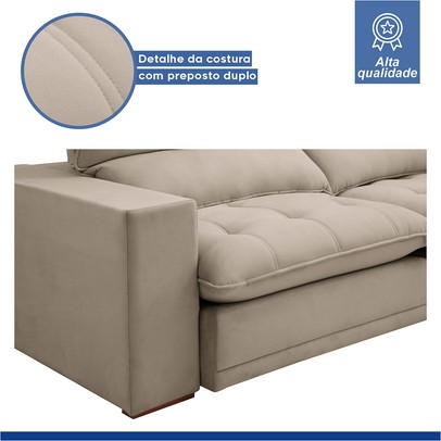 Sofá Retrátil e Reclinável Martinho 230cm Boucle Bege  - Celflex