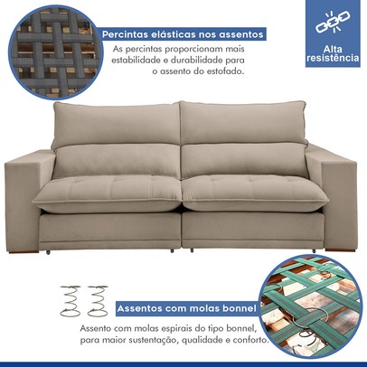 Sofá Retrátil e Reclinável Martinho 230cm Boucle Bege  - Celflex