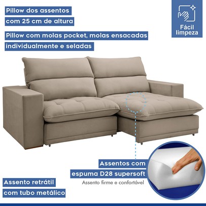 Sofá Retrátil e Reclinável Martinho 230cm Boucle Bege  - Celflex