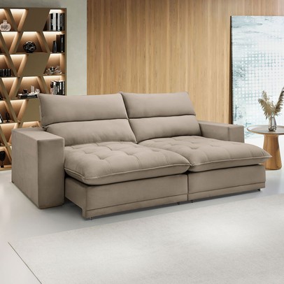 Sofá Retrátil e Reclinável Martinho 230cm Boucle Bege  - Celflex