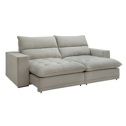 Sofá Retrátil e Reclinável Martinho 230cm Boucle Gelo - Celflex