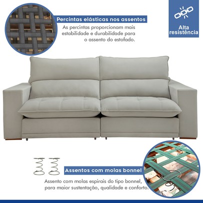 Sofá Retrátil e Reclinável Martinho 230cm Boucle Gelo - Celflex