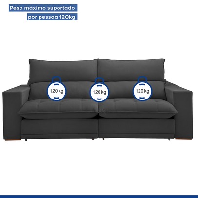 Sofá Retrátil e Reclinável Martinho 230cm Veludo Cinza  - Celflex