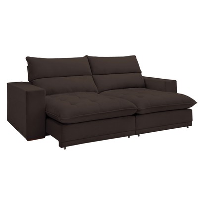 Sofá Retrátil e Reclinável Martinho 230cm Veludo Marrom  - Celflex