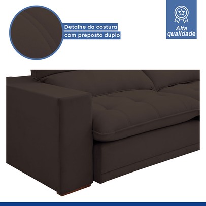 Sofá Retrátil e Reclinável Martinho 230cm Veludo Marrom  - Celflex