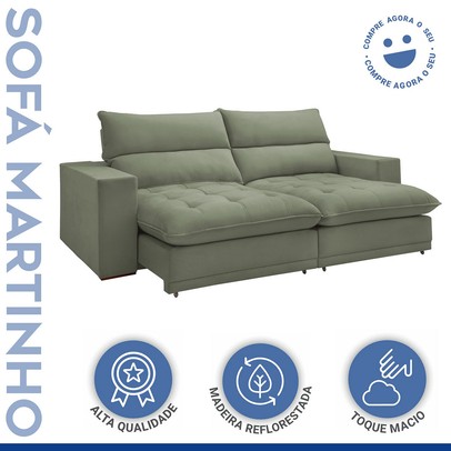 Sofá 2 Lugares Martinho Retrátil Boucle Verde - Celflex